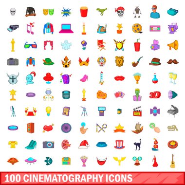 100 Sinematografi simgeler ayarla, tarzı çizgi film