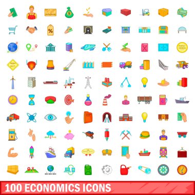 100 ekonomi simgeler ayarla, tarzı çizgi film
