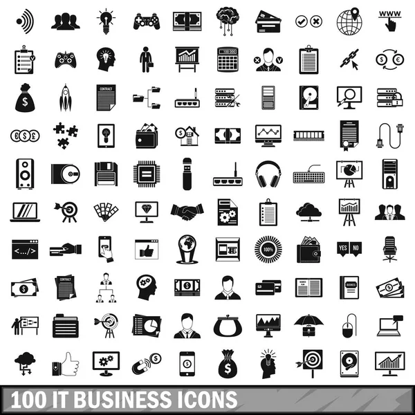 100 conjunto de ícones de negócios de TI, estilo simples — Vetor de Stock