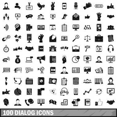 100 iletişim Icons set, basit tarzı