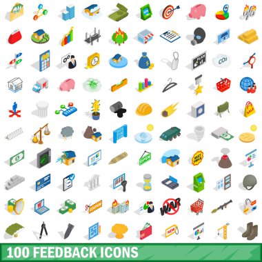 100 geribildirim Icons set, izometrik 3d stili