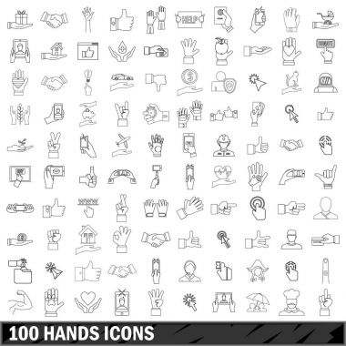 100 el Icons set, anahat stili