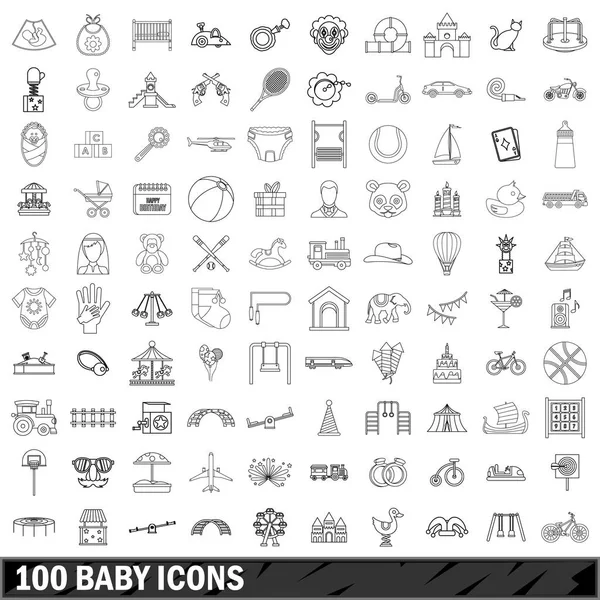 100 baba ikonok beállítása, vázlat stílusában — Stock Vector