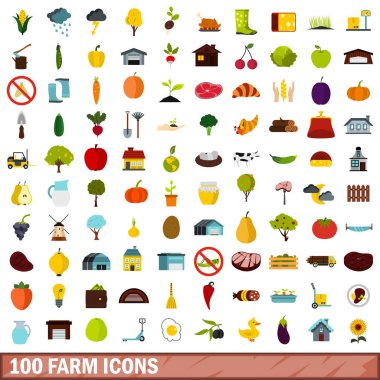 100 çiftlik simgeler kümesi, stil düz
