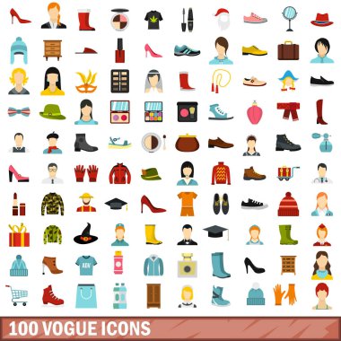 100 vogue simgeler kümesi, stil düz