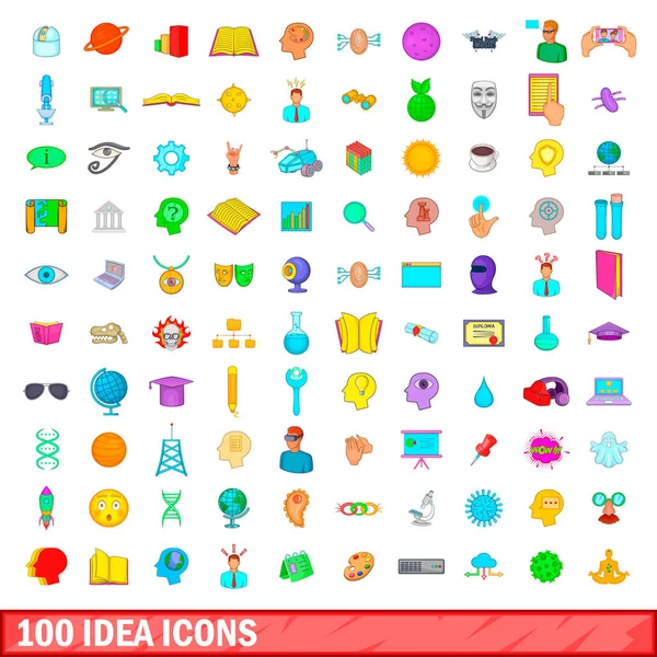 100 iconos de la idea conjunto, estilo de dibujos animados — Vector de stock