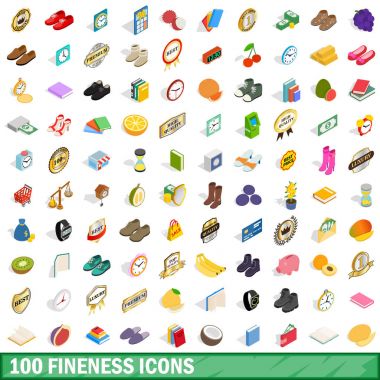 100 inceliği Icons set, izometrik 3d stili