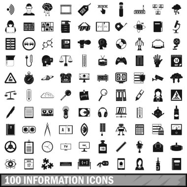 100 bilgi Icons set, basit tarzı
