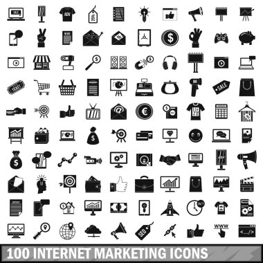 100 Internet pazarlama simgeler kümesi, basit tarzı