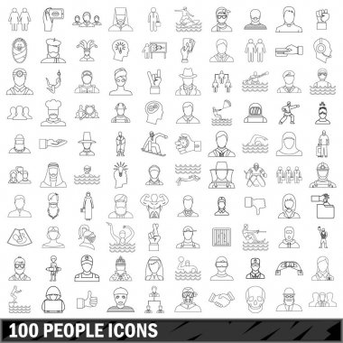 100 kişi Icons set, anahat stili