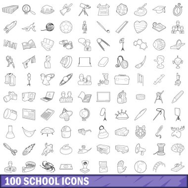 100 Icons set, anahat stili okul