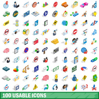 100 kullanılabilir simgeler kümesi, izometrik 3d stili