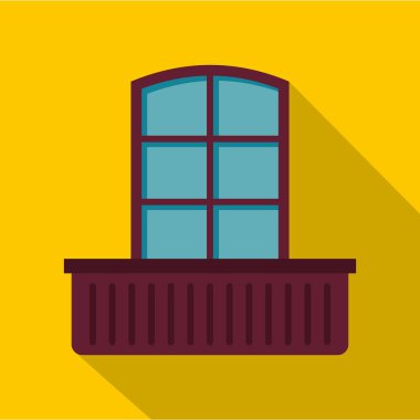 Retro pencere ve saksı simgesi, düz stil