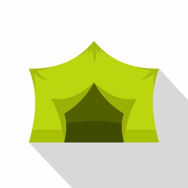 Kamp ekipmanları simgesi, düz stil