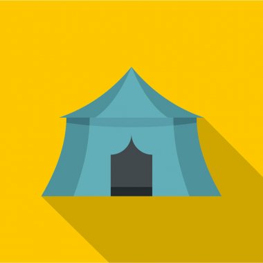Mavi sarı turist çadır seyahat, kamp simgesi