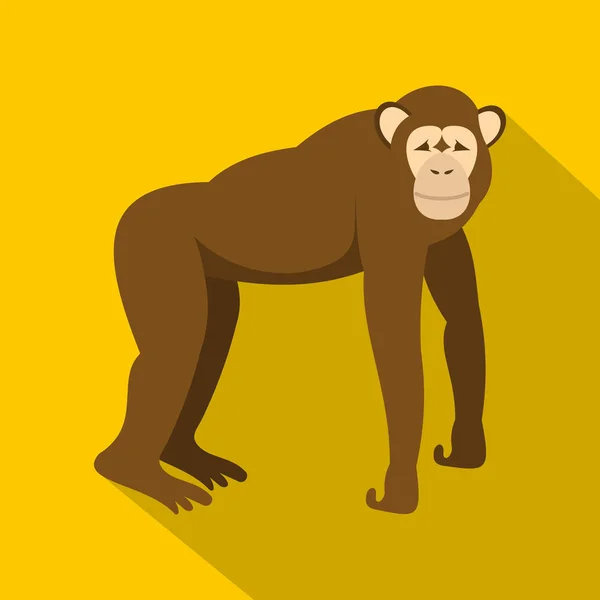 Brązowy małpa stojący na jego ikonę, cztery nogi — Wektor stockowy