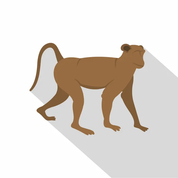 Καφέ μαϊμού εικονίδιο, επίπεδη στυλ — Διανυσματικό Αρχείο