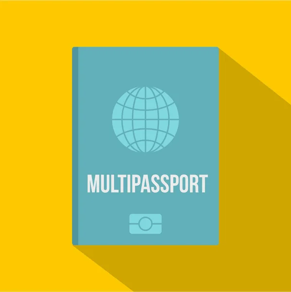 Icona del passaporto, stile piatto — Vettoriale Stock