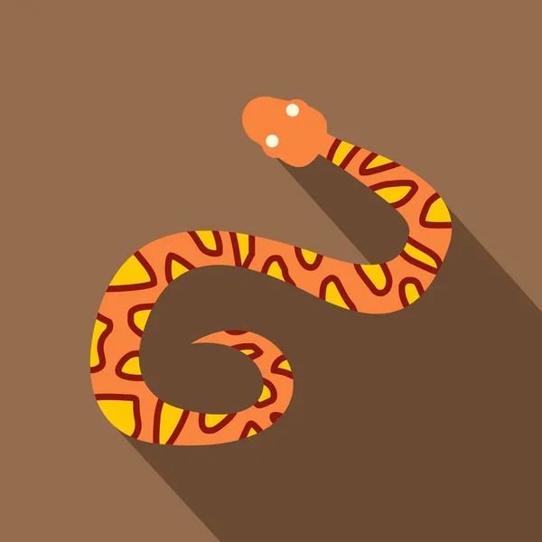 Serpent orange avec des taches jaunes icône, style plat — Image vectorielle