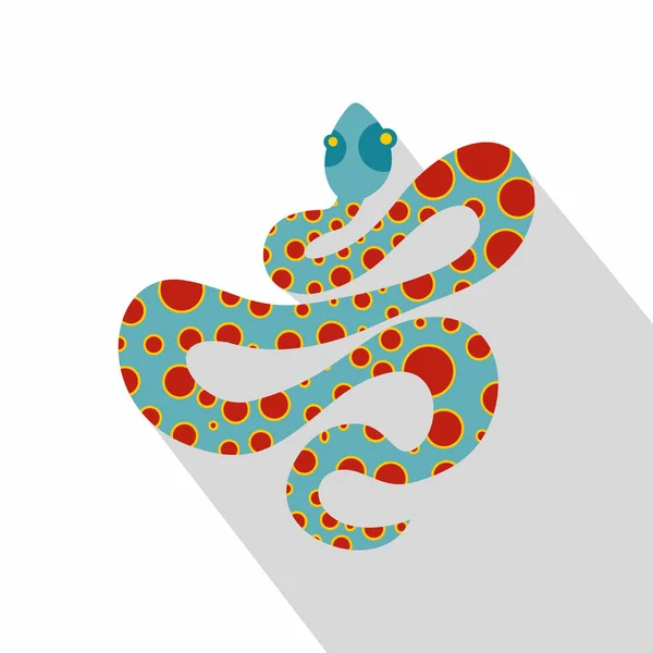 Serpiente azul claro con manchas naranja icono de estilo plano — Vector de stock