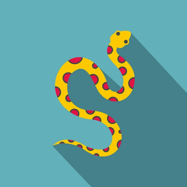 Yellow snake with pink spots icon, flat style — Stock Vector