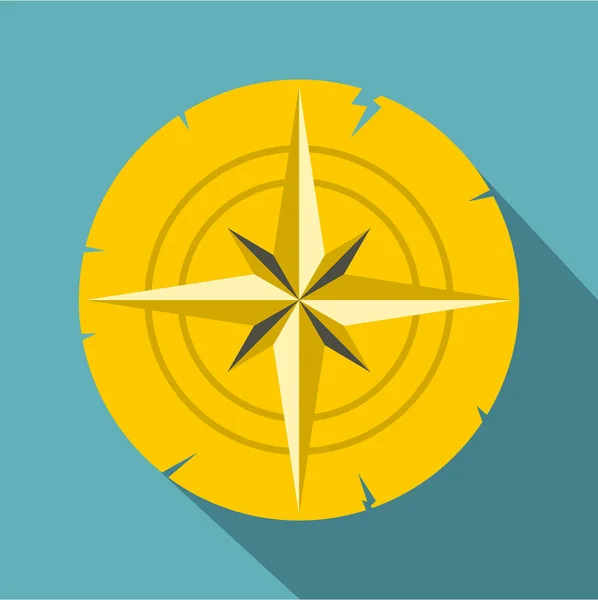Zlaté staré kompasu ikony, plochý — Stockový vektor