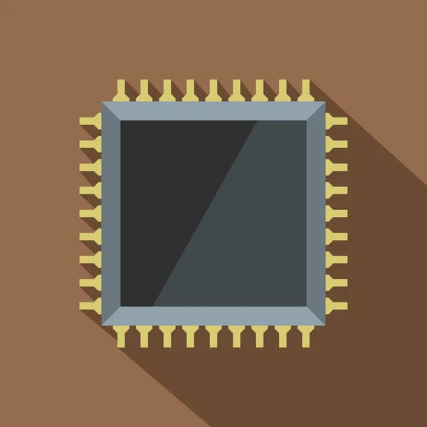 Icono de microchip de computadora, estilo plano — Archivo Imágenes Vectoriales