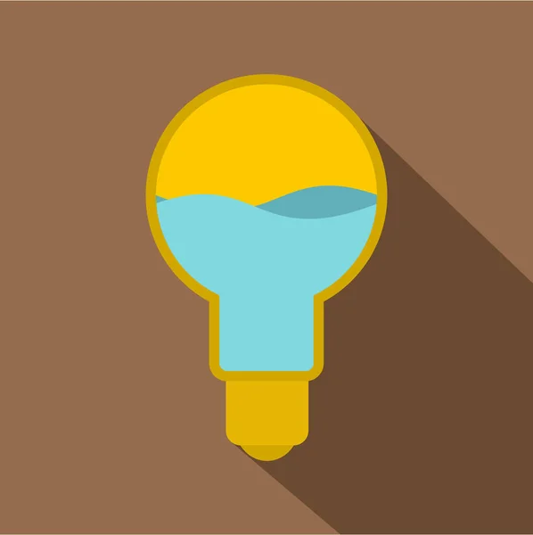Lâmpada de luz amarela com água azul dentro do ícone — Vetor de Stock