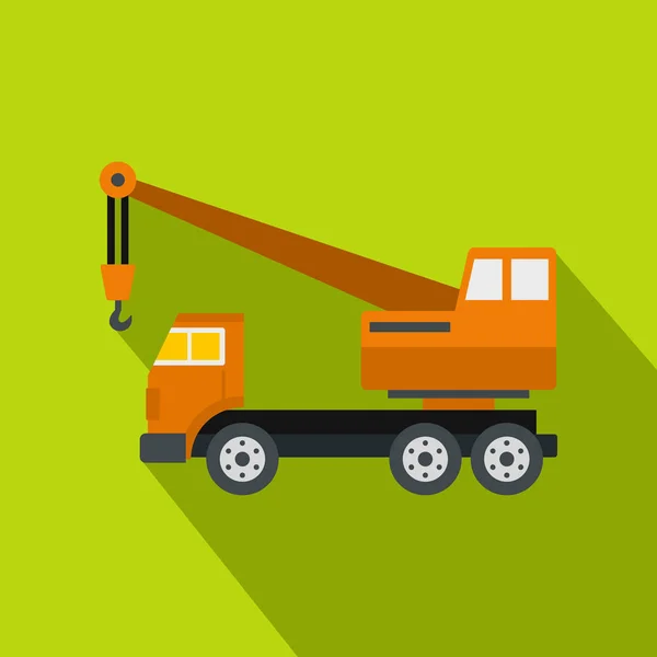 Icône grue camion orange, style plat — Image vectorielle