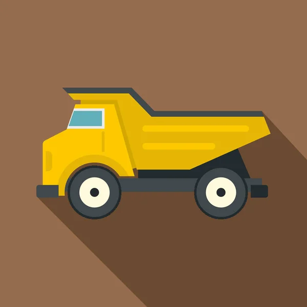 Yellow dump truck icon, flat style — Stock Vector