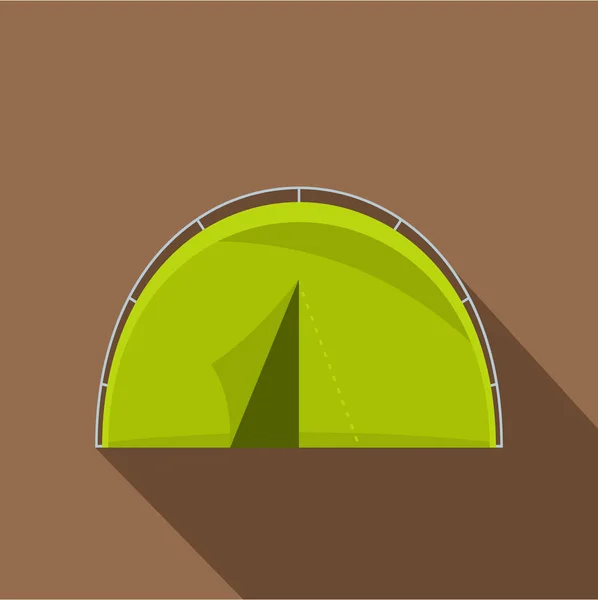 Green touristic camping tent icon, flat style — Stock Vector