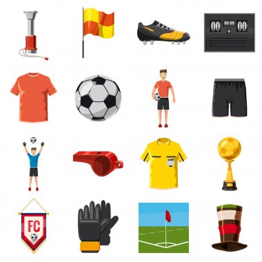 Futbol, karikatür tarzı futbol Icons set