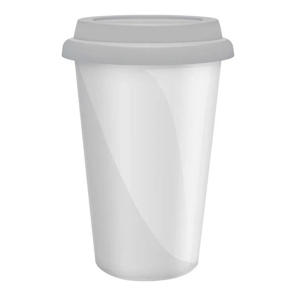 Tasse à café en papier avec maquette de couvercle, style réaliste — Image vectorielle