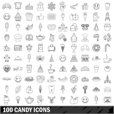 100 şeker Icons set, anahat stili