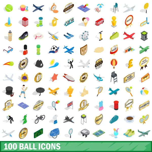 100 top Icons set, izometrik 3d stili