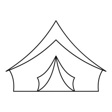 Turist kamp çadır simgesi, anahat stili