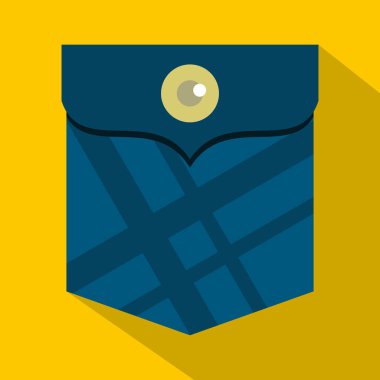 Bir düğme simgesi, düz stil ile mavi cep