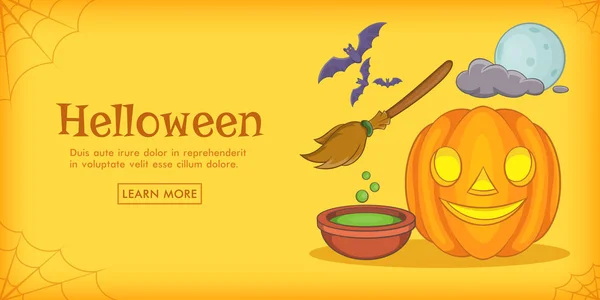 Haloween 神奇水平横幅，卡通风格 — 图库矢量图片