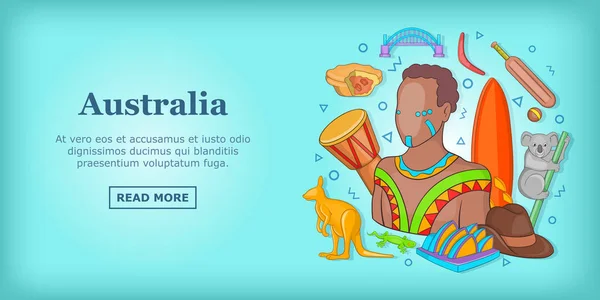 澳大利亚旅游横幅概念，卡通风格 — 图库矢量图片