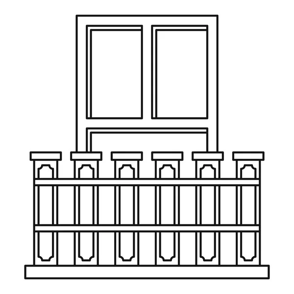 Balkon met ijzeren leuning pictogram, Kaderstijl — Stockvector