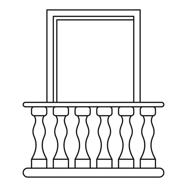 Balcon avec icône de fenêtre aveugle, style contour — Image vectorielle
