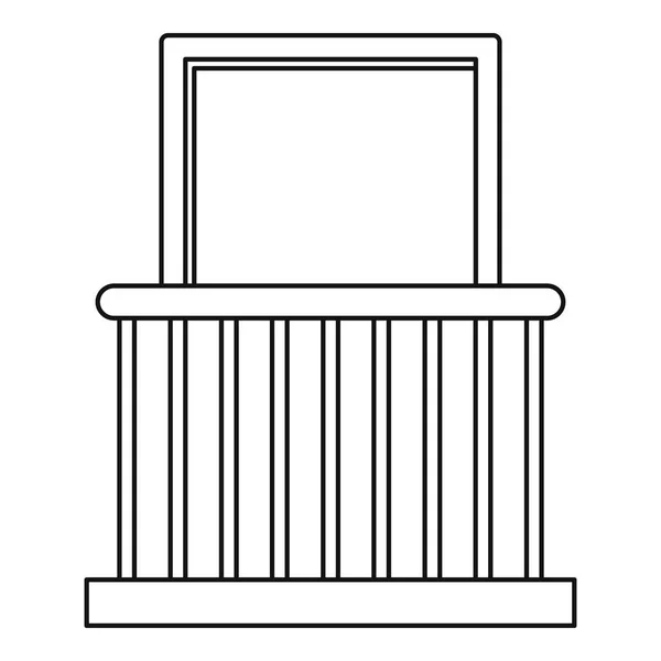 Klein balkon met vensterpictogram, Kaderstijl — Stockvector