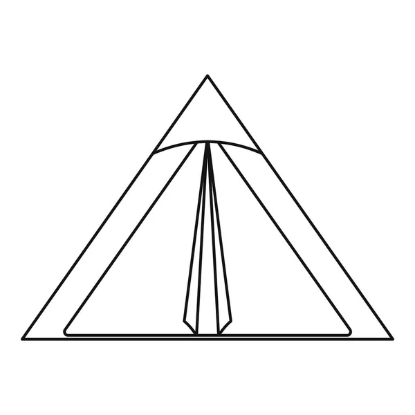 三角形のテントのアイコン、アウトラインのスタイル — ストックベクタ