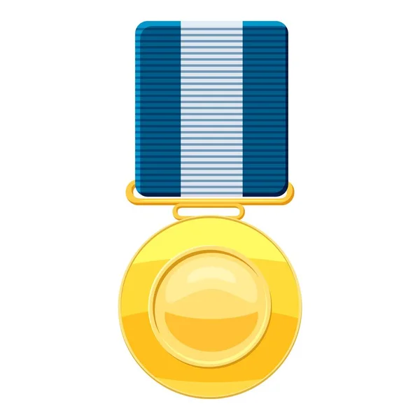 Guld medalj med blå bandikon, tecknad stil — Stock vektor