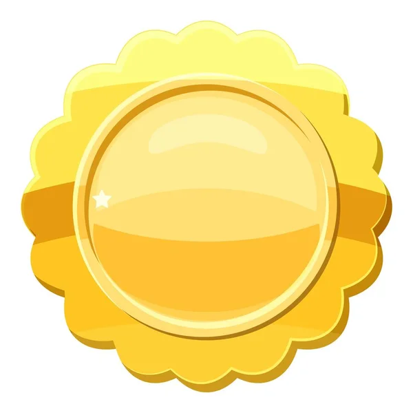 Icône de badge en métal cercle d'or, style dessin animé — Image vectorielle