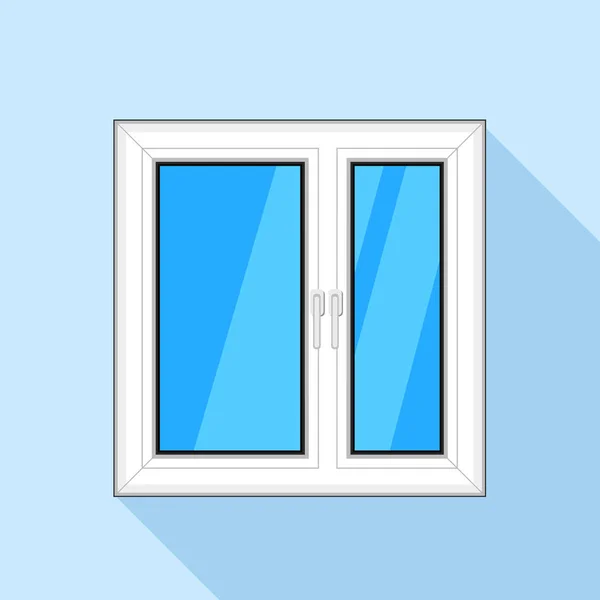 Ventana de plástico blanco con icono de vidrio, estilo plano — Vector de stock