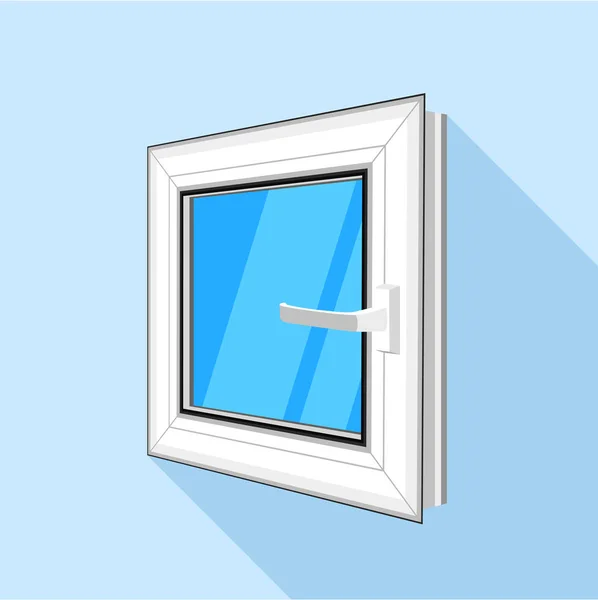 Ventana cuadrada de plástico con icono de vidrio azul cielo — Vector de stock