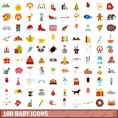 100 bebek simgeler kümesi, stil düz