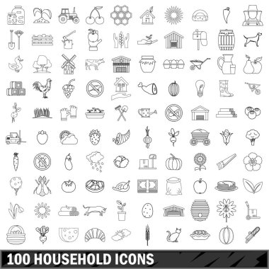 100 ev Icons set, anahat stili