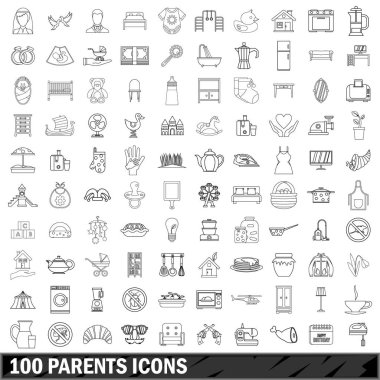 100 ailesi Icons set, anahat stili